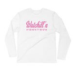 Watchill'n 'Coordinates' Logo Premium Long Sleeve Fitted Crew (Pink) - Watchill'n