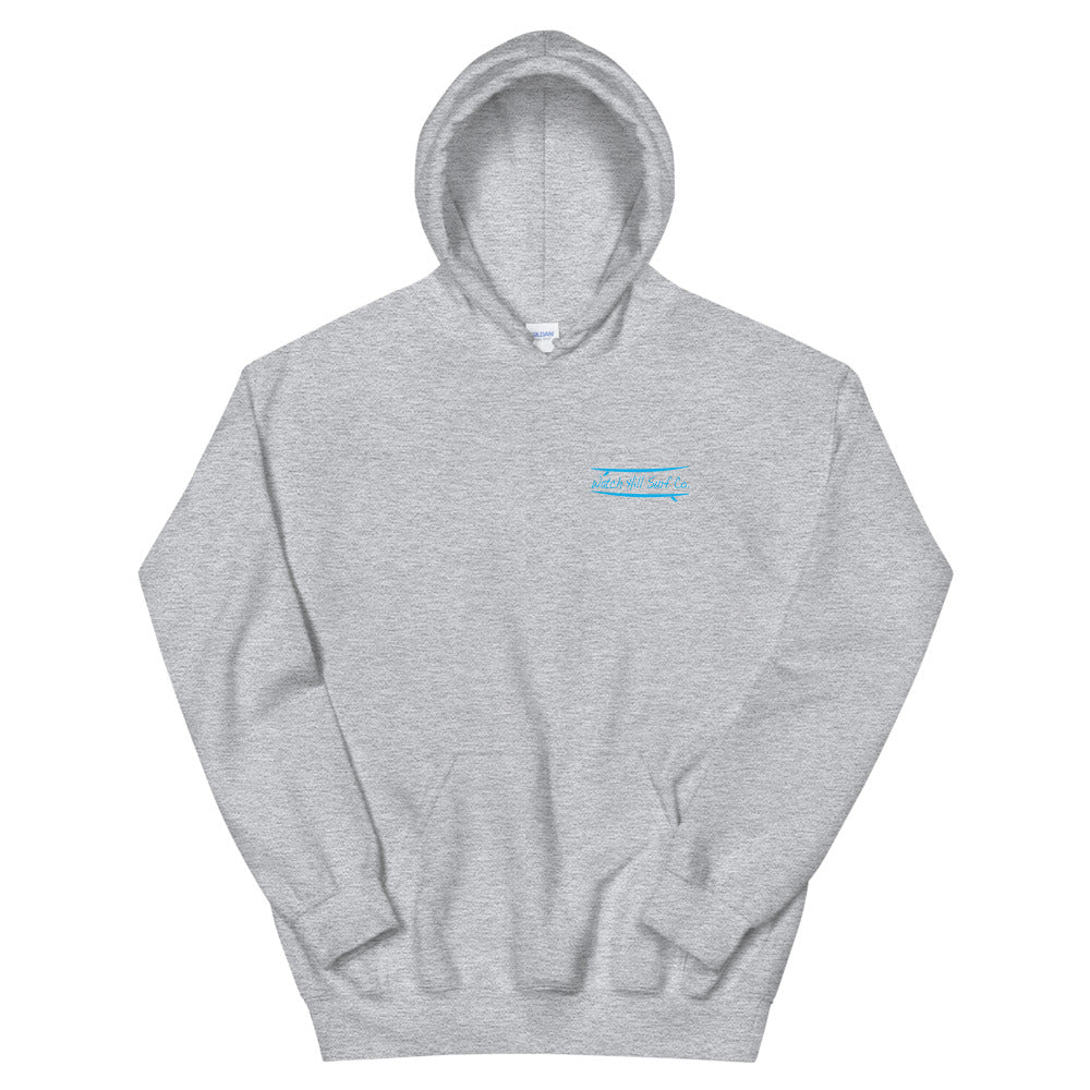 Watch Hill Surf Co. 'Parallel Boards' Unisex Hoodie - (Blue) - Watch Hill RI t-shirts with vintage surfing and motorcycle designs.