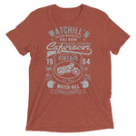 Watchill’n ‘Bike Barn’ Unisex Short sleeve t-shirt (Dk Grey/Grey) - Watchill'n
