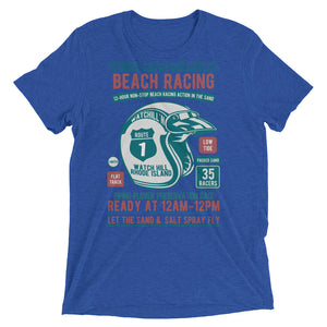 Watchill’n ‘Beach Racing’ Unisex Short sleeve t-shirt (Teal/Rust) - Watchill'n