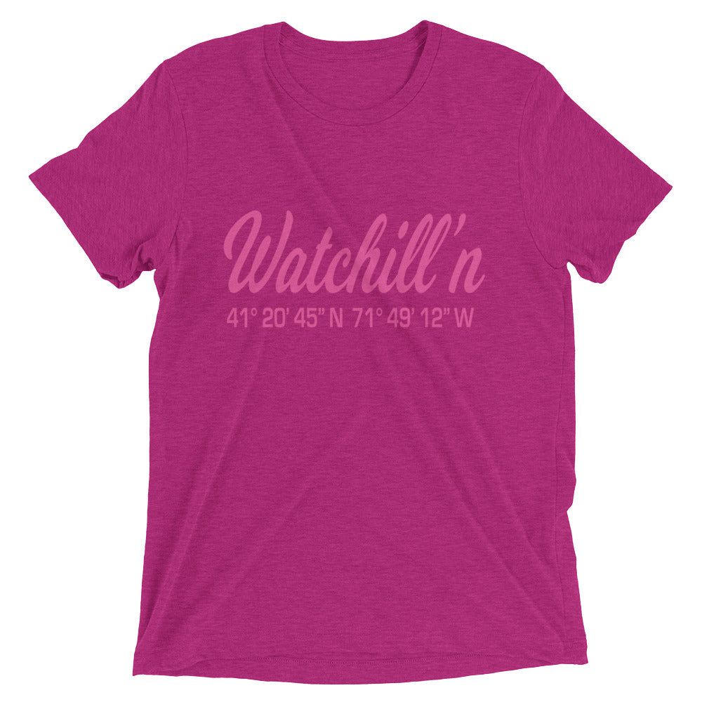 Watchill'n 'Coordinates' Logo Premium Unisex Short Sleeve T-shirt (Pink) - Watchill'n