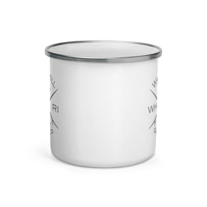 Watch Hill Surf Co. 'Crossed Boards' Enamel Mug (Grey) - Watch Hill RI t-shirts with vintage surfing and motorcycle designs.