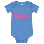 Watchill'n 'Coordinates' - Baby Jersey Short Sleeve One Piece (Pink) - Watch Hill RI t-shirts with vintage surfing and motorcycle designs.